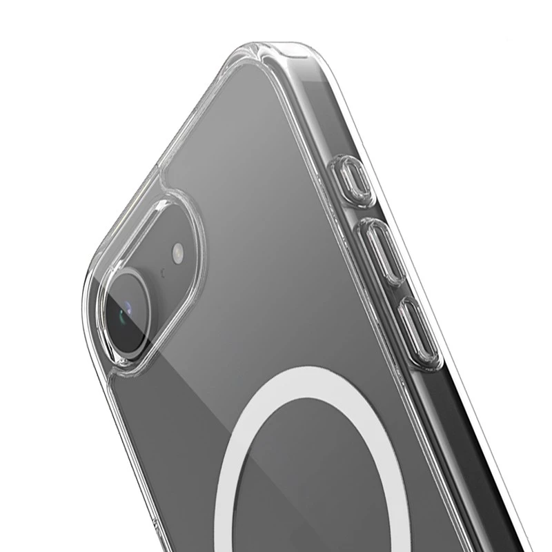 Skaidrus Crong MagSafe dėklas iPhone 16e — permatomas apsauginis apvalkalas, suderinamas su MagSafe