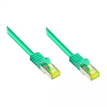 RJ45 jungiamasis kabelis su Cat.7 neapdorotu kabeliu ir užrakto apsauga (RNS®), S/FTP, PiMF, halogenų neturintis, 600MHz, OFC, žalias, 1m, Good Connections® (8070R-010G)
