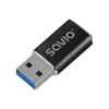 Savio AK-81 USB-C (mot.) – USB-A (pat.) adapteris, juodas