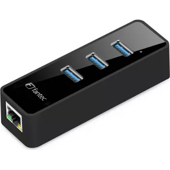 Fantec UMP-3UE1000 - Tinklo adapteris - USB 3.0 - Gigabit Ethernet x 1 + USB 3.0 x 3 - Juoda (1959)