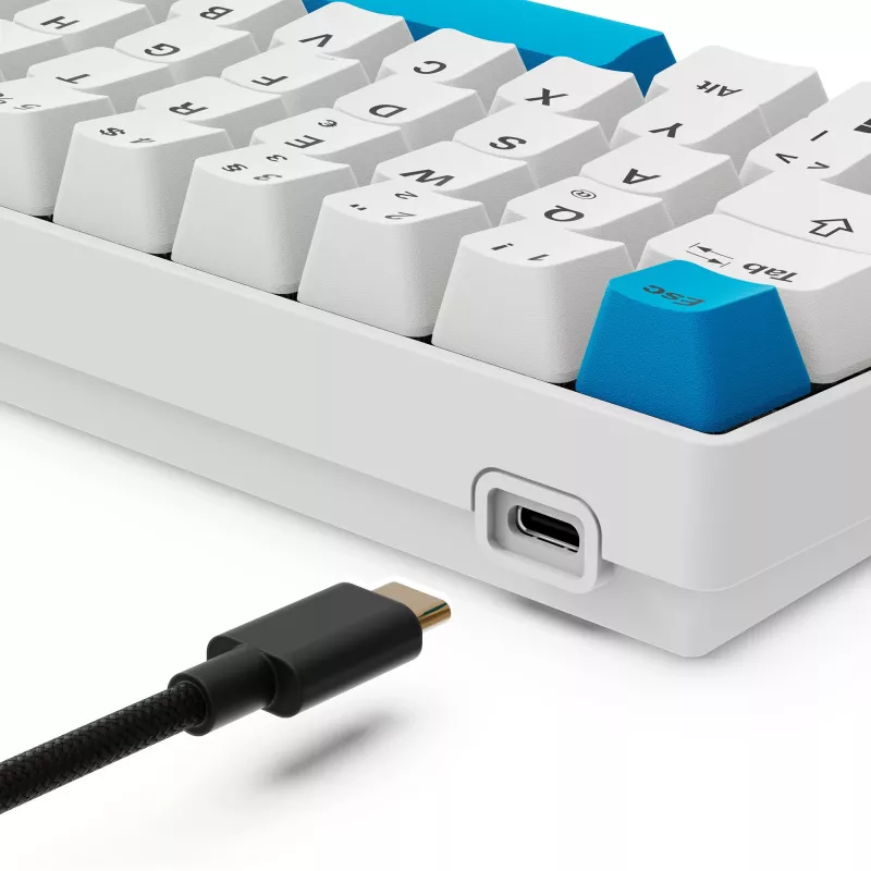 Sharkoon SGK50 S4 klaviatūra, laidas USB, QWERTZ vokiškas, balta, 60% RGB LED