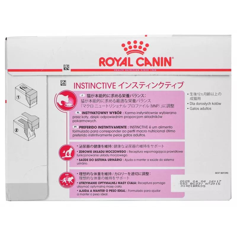 Šlapias kačių ėdalas Royal Canin Instinctive 12 x 85 g – vištiena, suaugusioms katėms, šlapimo takų sveikatai