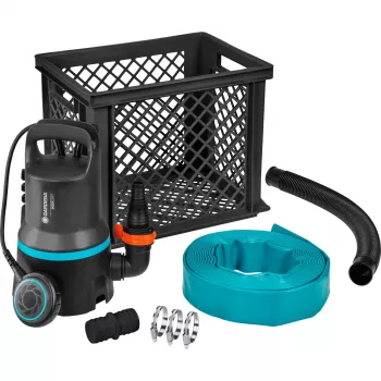 Gardena Flood Set 9000 purvinas vandens siurblys su filtru ir žarna