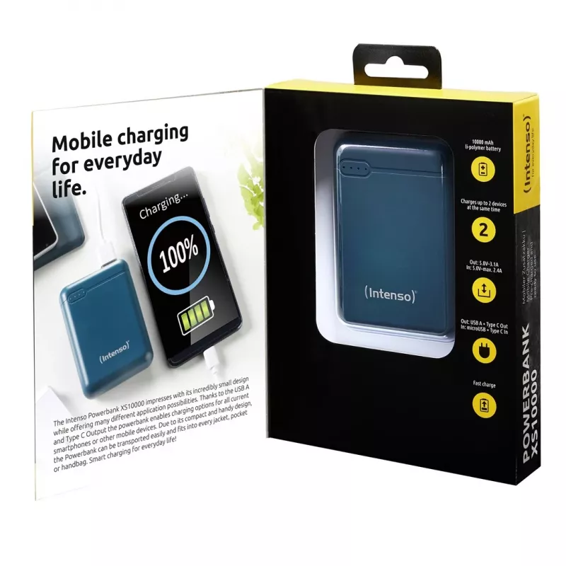 Intenso XS10000 LiPo 10000 mAh išorinė baterija – Petrol spalva