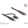 DeLOCK USB 2.0 laidas 1 m USB-C / USB-C ir Lightning juodas