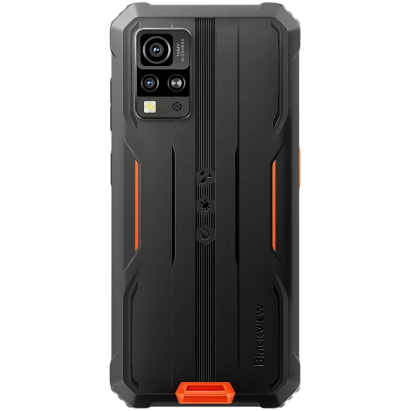 Nešiojamas atsparus telefonas Blackview BV4800SE LTE 6.56 inch HD+ IPS 90Hz 4GB+64GB UMS9320E aštuonių branduolių 1,8GHz 16MP+2MP galinė kamera NFC 5100mAh be įkroviklio Android 15 oranžinis