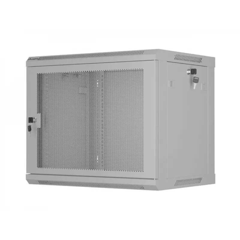 19 colių 9U 600x450 pilkas sieninis spintos stovas Lanberg su perforuotomis durelėmis