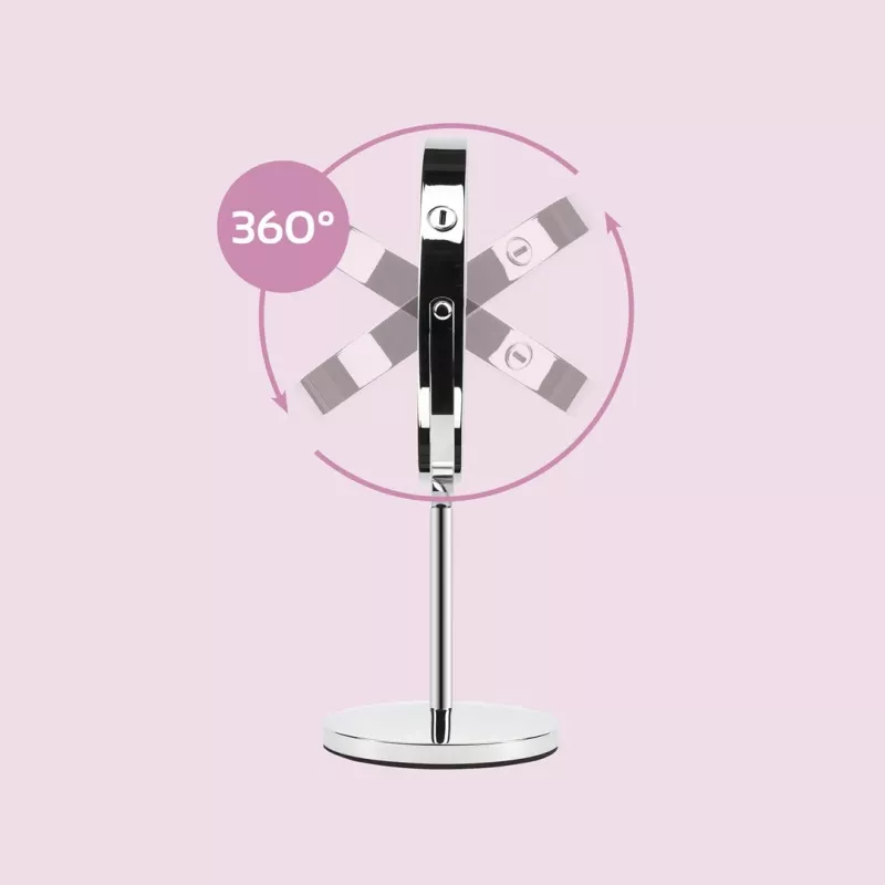 Stalo veidrodis Girmi BE02 – apvalus, nerūdijantis plienas, LED su lietimu, 1x/3x didinimas, įkraunamas per USB-C (1000 mAh)