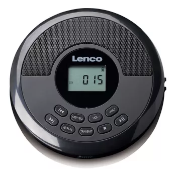 Nešiojamas CD grotuvas Lenco CD-340BK – juodas, kompaktiškas
