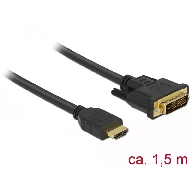 Vaizdo kabelio adapteris DeLOCK 85653 1,5m HDMI Type A DVI juodas
