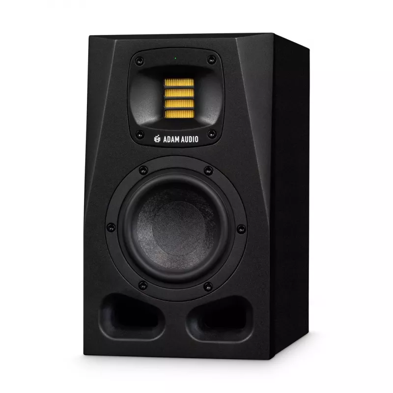 Studijiniai monitoriai ADAM AUDIO A4V juodi, 2 krypčių, 90W RMS, 4 col. žemų dažnių garsiakalbis, LED ekranas, montuojami stelaže