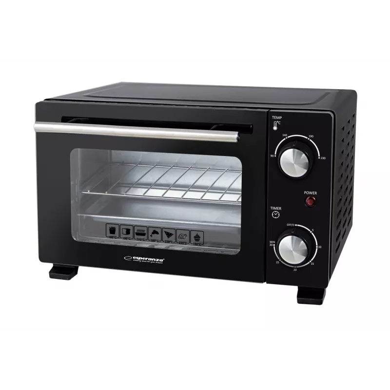 Mini orkaitė ESPERANZA EKO007N, 10 L, 800 W, juoda, maks. 250°C, mechaninis laikmatis 30 min
