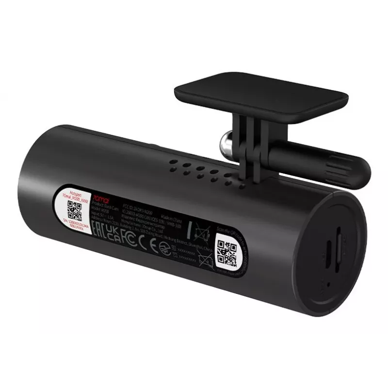 Automobilinis vaizdo registratorius 70mai M200, 1080p Full HD 1920×1080, H.265, 60 kadrų/s, 300 mAh baterija, Wi‑Fi, microSD iki 128 GB, diafragma f/1.8, juodas