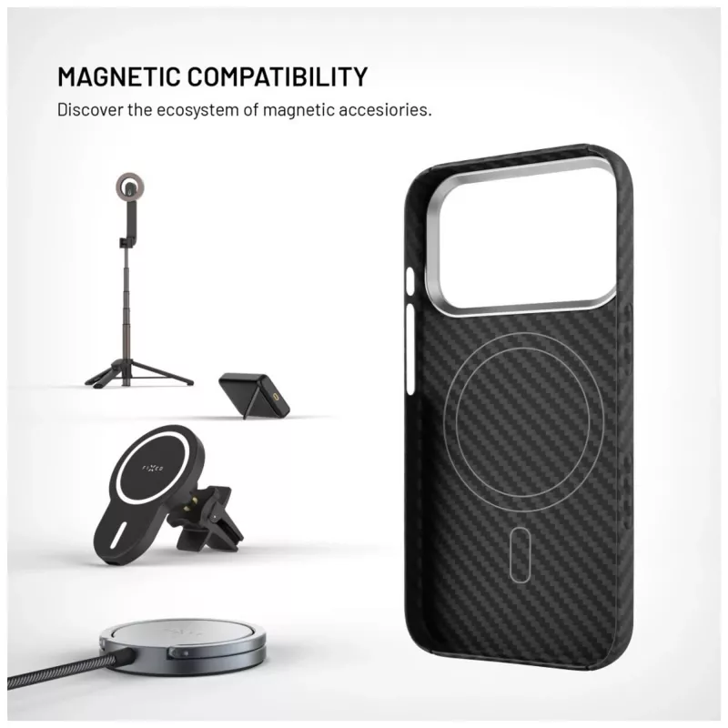 Apsauginis dėklas FIXED MagVelar, skirtas Apple iPhone 17 Pro, juodas