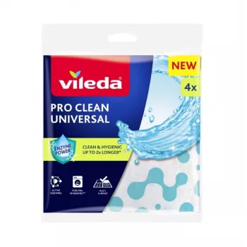 Valymo šluostė VILEDA Pro Clean 179370 – universali fermentinė šluostė šlapiam valymui, 4 vnt. pakuotė