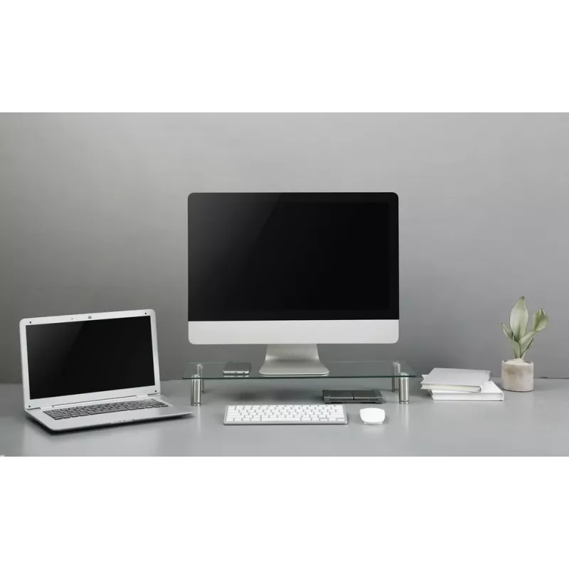 GEMBIRD MS-TABLE-GM-01 stiklinis monitoriaus stovas, juodas, 580×210×90 mm, iki 20 kg