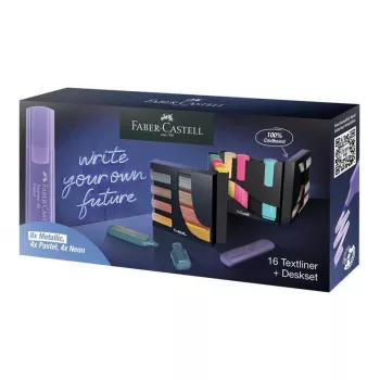 Žymeklių rinkinys Faber-Castell 254603 – 16 vnt., kaltinis antgalis, metaliniai/įvairiaspalviai/pasteliniai atspalviai