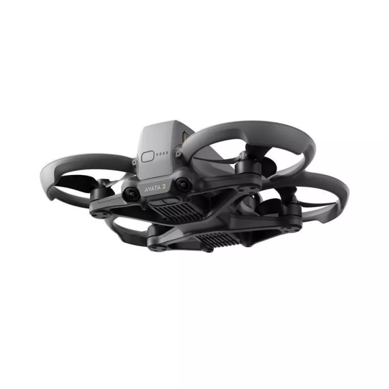 Dronas DJI Avata 2 – maksimalus nuotolis 13 000 m, maks. greitis 27 m/s, 4 rotorai, juodas (be akinių ar nuotolinio valdiklio)