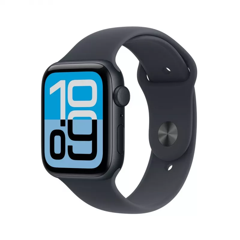 Apple Watch SE (3 kartos) GPS 44mm vidurnakčio aliuminio korpusas su vidurnakčio sporto juostele - M/L