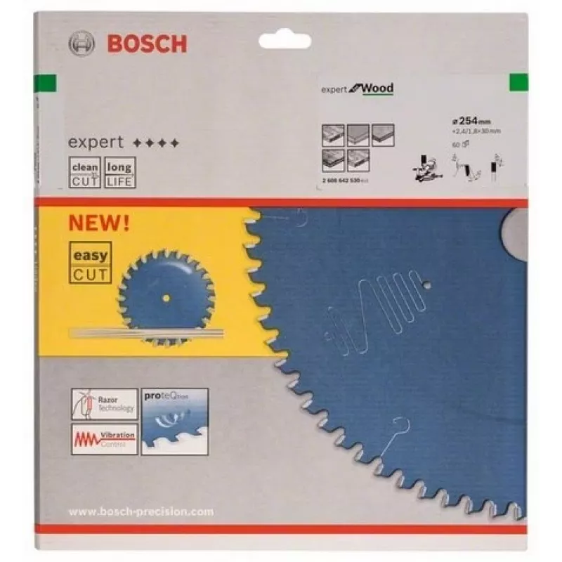 Pjūklo diskas medžiui Bosch 2 608 642 530, 254 mm, 30 mm