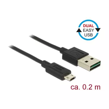 USB laidas DeLOCK 84804 USB 2.0 0,2 m USB A Micro-USB B Juodas