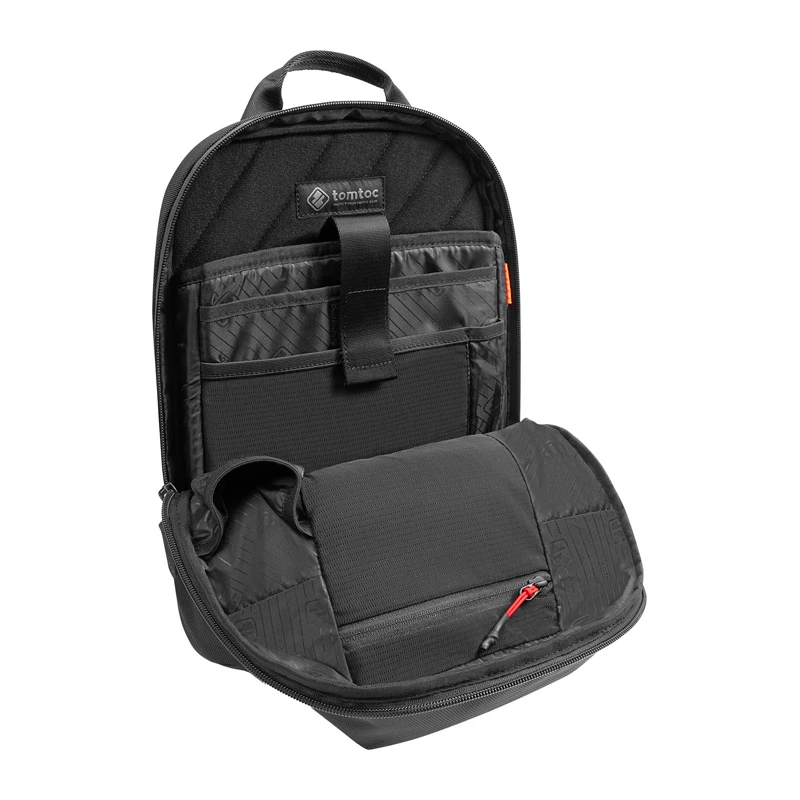 Crossbody krepšys Tomtoc Navigator-T24 S – juodas, kompaktiškas kasdieniam nešiojimui