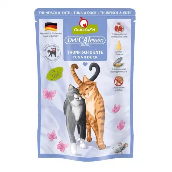 Šlapias kačių ėdalas Fox4Pets DeliCATessen Tunas ir Antis 85 g maišelis, pilnavertis bekruopis suaugusioms katėms