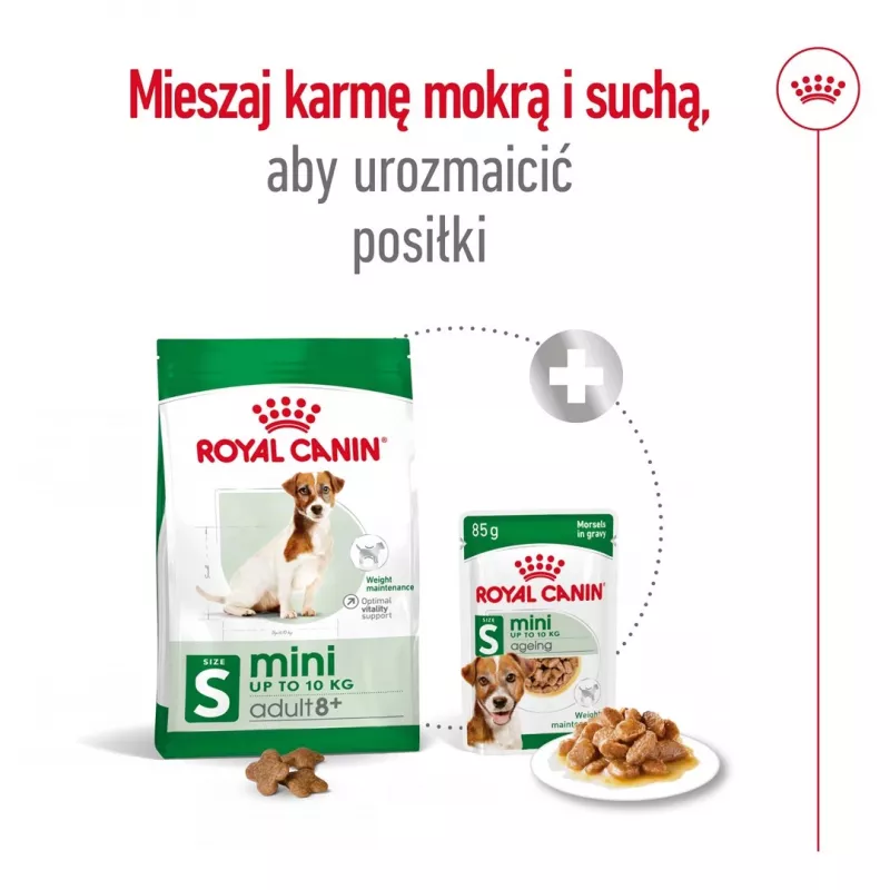Sausas šunų ėdalas Royal Canin Mini Adult 8+ 2 kg – smulkioms veislėms 5–10 kg, paukštiena, svorio kontrolės formulė