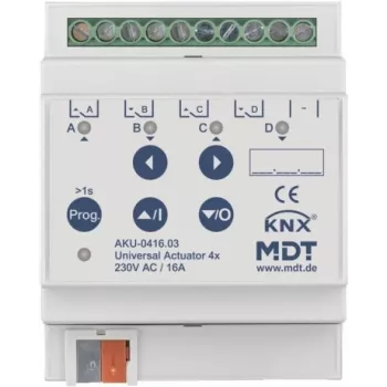 MDT technologies universalus 4 kanalų pavara 4TE REG, 16A, 230VAC, 100µF akumuliatorius Battery-0416.03
