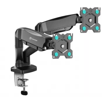 ONKRON G160-B monitorių laikiklis dviems ekranams, spaustuvas/įvorė, iki 32 colių (81,3 cm), 16 kg, VESA 75×75–100×100, juodas