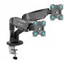 ONKRON G160-B monitorių laikiklis dviems ekranams, spaustuvas/įvorė, iki 32 colių (81,3 cm), 16 kg, VESA 75×75–100×100, juodas