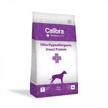 Sausas šunų ėdalas Calibra Veterinary Diets Ultra Hypoallergenic Insect 2 kg — vienas vabzdžių baltymas, 23% baltymų, 14% riebalų