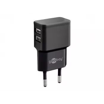 Wentronic goobay Dvigubas USB įkroviklis - Maitinimo šaltinis - 12 W - 2,4 A - 2 išvesties prievadai (USB) - Juoda (44951)