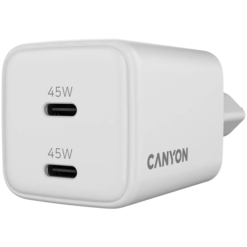 Canyon CU45CC GaN 45 W kroviklis su 2 PD išėjimais, baltas (CNS-CUW45CC)