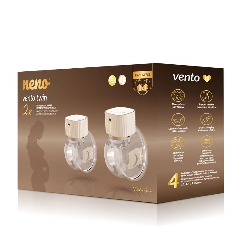 Elektrinis pientraukis neno VENTO TWIN belaidis, įkraunamas, dvigubas/duo režimas, LCD, 150 ml buteliukai, smėlio spalvos