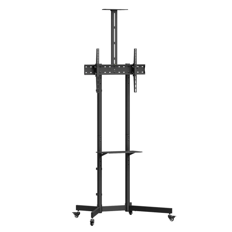 Maclean MC-113 B mobilus televizoriaus stovas / vežimėlis su lentyna kamerai, ratukais, 37-70 col., maks. apkrova 45 kg / 5 kg lentynai, VESA 600x400