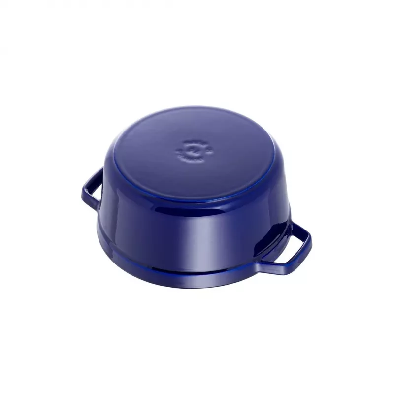 Staub 24 cm apvali ketaus kokotė tamsiai mėlyna