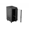 Tinklinis spintos stovas LANBERG 19 colių 24U 600x800 mm juodas su stiklo durelėmis ir LCD išpjova (Flat Pack) v2