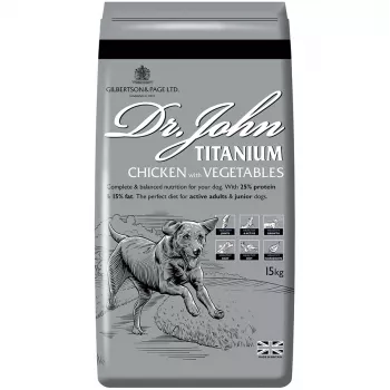 DR JOHN Titanium Chicken sausas šunų ėdalas su vištiena - 15 kg
