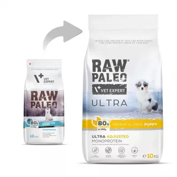 VET EXPERT RAW PALEO Ultra Medium&Large Puppy Turkey – sausas ėdalas šuniukams – 10 kg