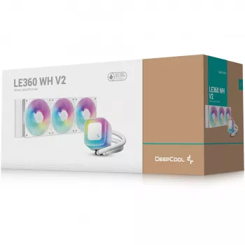 All-in-one skysčio aušintuvas DeepCool LE360 WH V2 12 cm Baltas – 360 mm radiatorius, 3x120 mm ventiliatoriai, LGA 1851 palaikymas