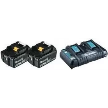 Makita DC18RD - Įkroviklis + 2 akumuliatoriai - Li-Ion - 5 Ah - 90 Wh - skirtas Makita DHR263Z, DHR263ZJ, DHR264Z, DHR264ZJ, DUH651Z, DUR364LZ (197629-2)