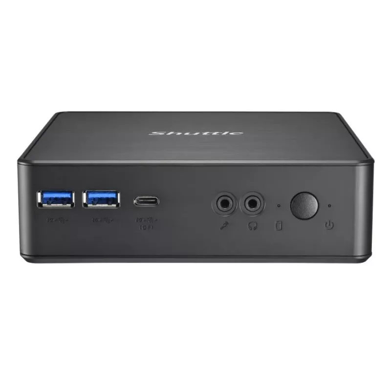 Shuttle XPC Nano PC NC40U, Intel Celeron 7305U, 1x HDMI, 1x DP, 1x USB-C/DP, 6x USB3.2, 1x 2,5 colio vieta, 2x M.2, 1x LAN, RAID, 24/7 nuolatinis darbas, su VESA ir stovu
