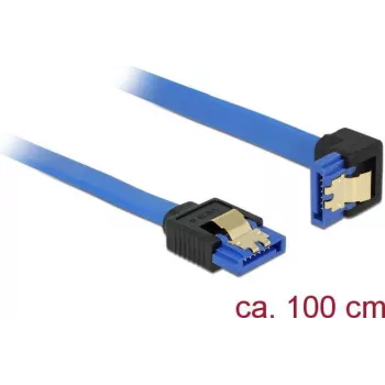 SATA kabelis DeLOCK 85093 1 m SATA 7 kontaktų Juodas Mėlynas