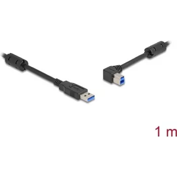 DeLOCK USB laidas Type-A kištukas į Type-B kištuką 90° kairėn lenktas 1 m