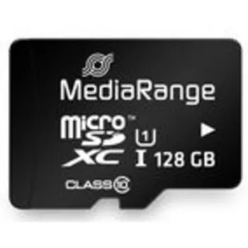 MediaRange MR945 – „Flash“ atminties kortelė microSDXC su SD adapteriu, 128 GB, UHS-I / Class10, juoda
