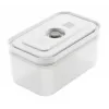 Vakuuminis indas ZWILLING 36807-007-0, plastikinis stačiakampis maisto indas, 1,1 l ir 2,3 l, sandariai užsidarantis dangtelis, išimamas, permatomas baltas