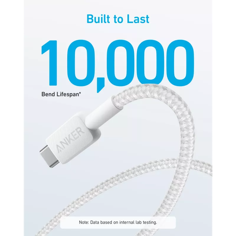 USB A į USB C laidas Anker A81H5G21 — 0,9 m, baltas