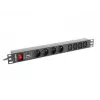 LANBERG PDU-04E04I-0200-BK maitinimo skirstytuvas 4× C13, 16 A, 220–250 V, 2 m laidas, 1U horizontalus, juodas