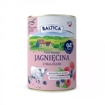 BALTICA regional flavours Ėriena su avietėmis – šlapias šunų maistas – 400g